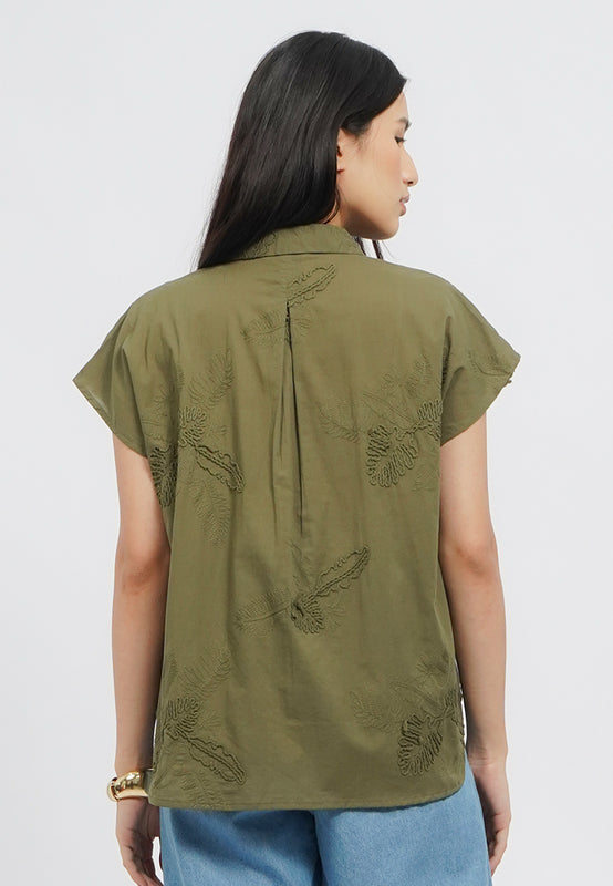 Embroidered Short Sleeve Blouse