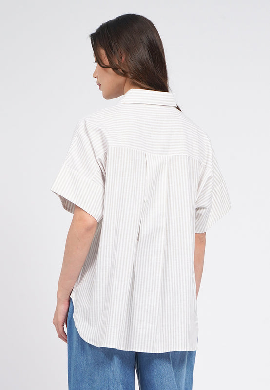 Short Sleeves Stripes Blouse