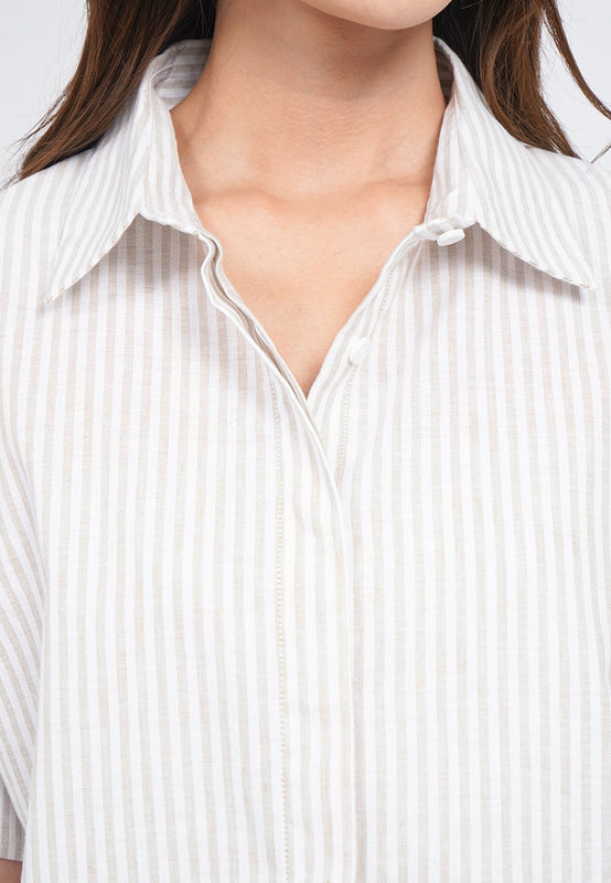 Short Sleeves Stripes Blouse