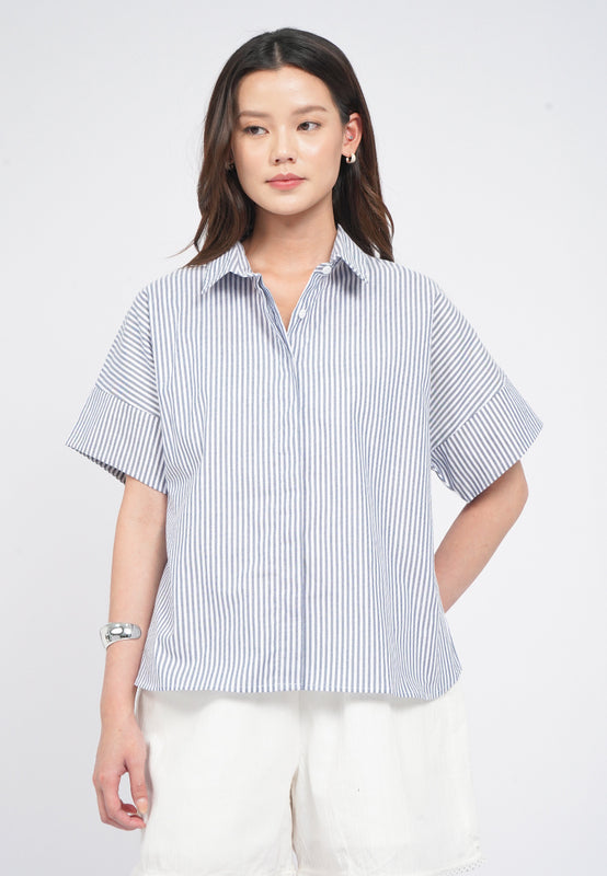 Short Sleeves Stripes Blouse