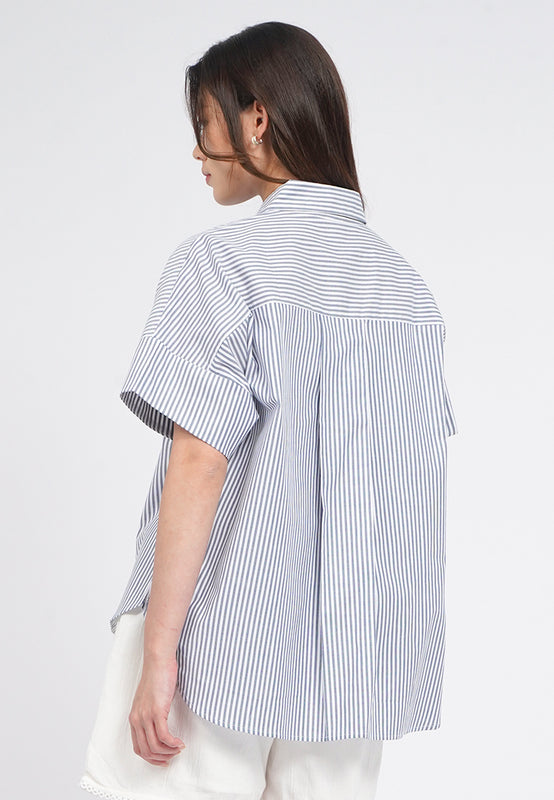 Short Sleeves Stripes Blouse