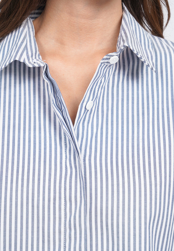 Short Sleeves Stripes Blouse