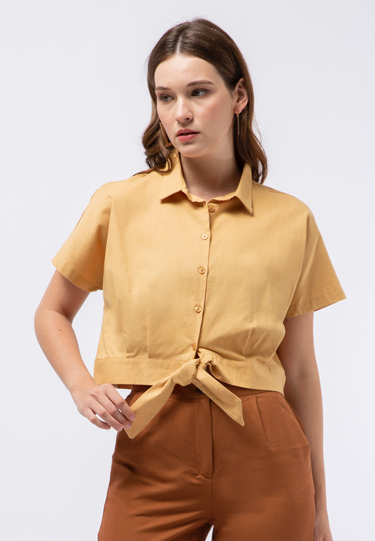 Crop Blouse with Knot Details