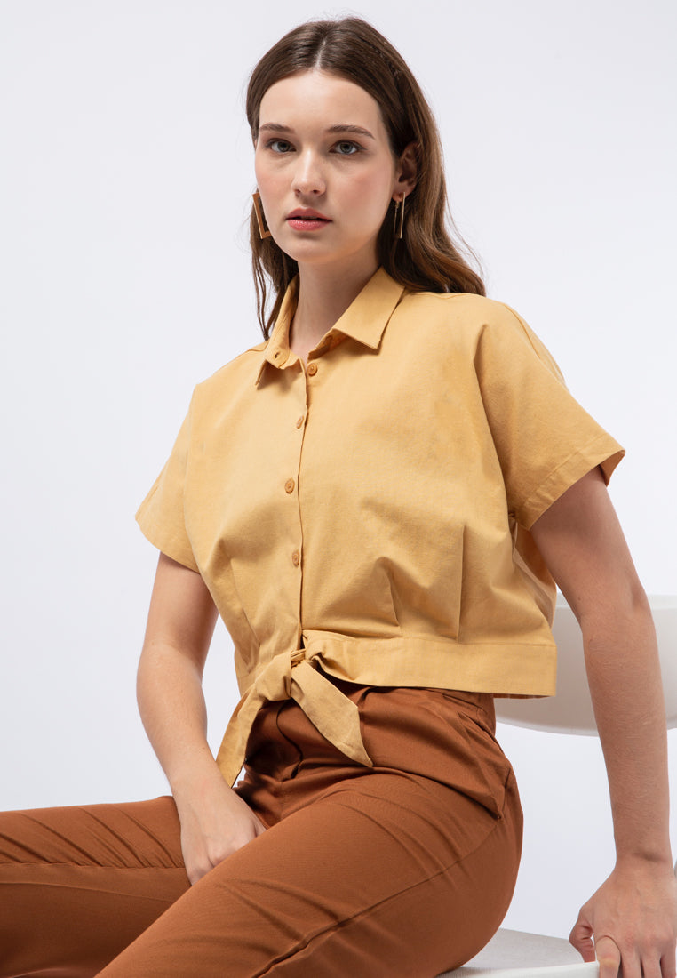 Crop Blouse with Knot Details