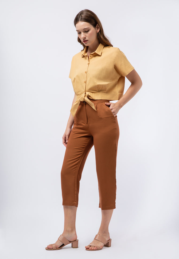 Crop Blouse with Knot Details