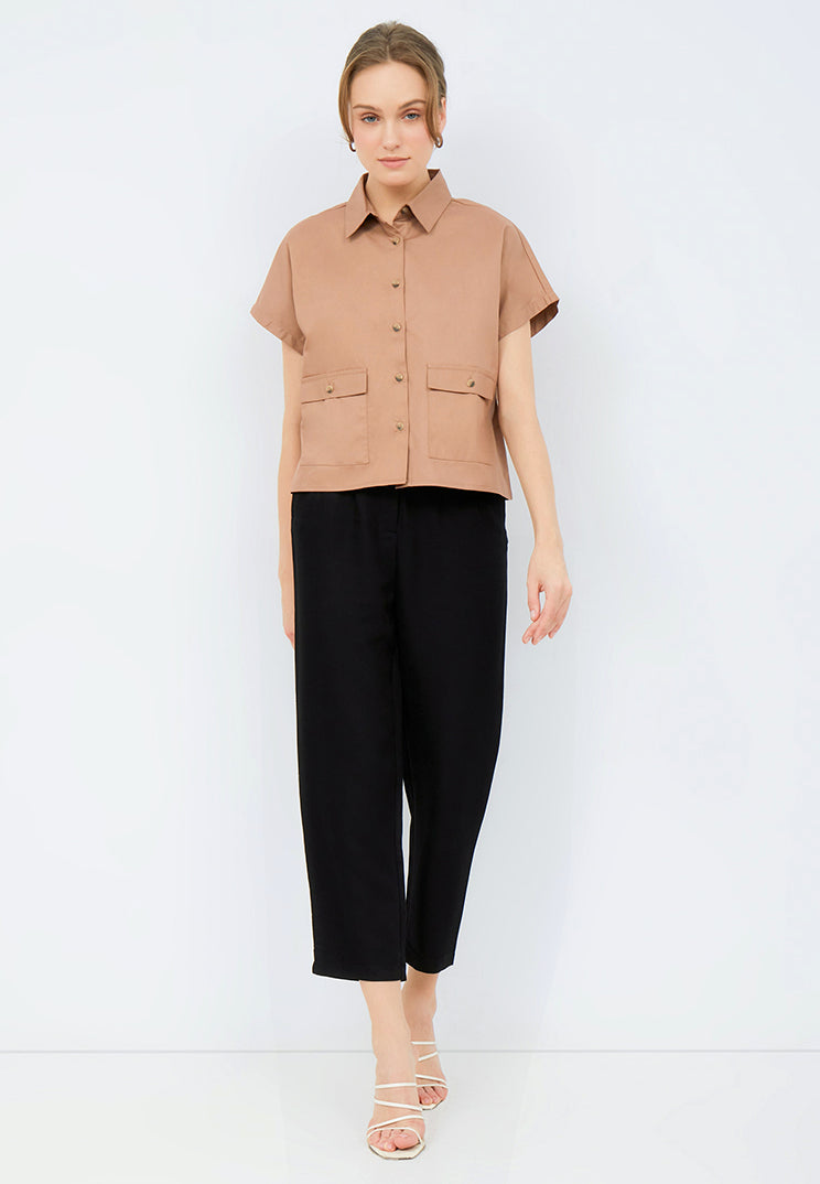 Loose Blouse with Pocket Details