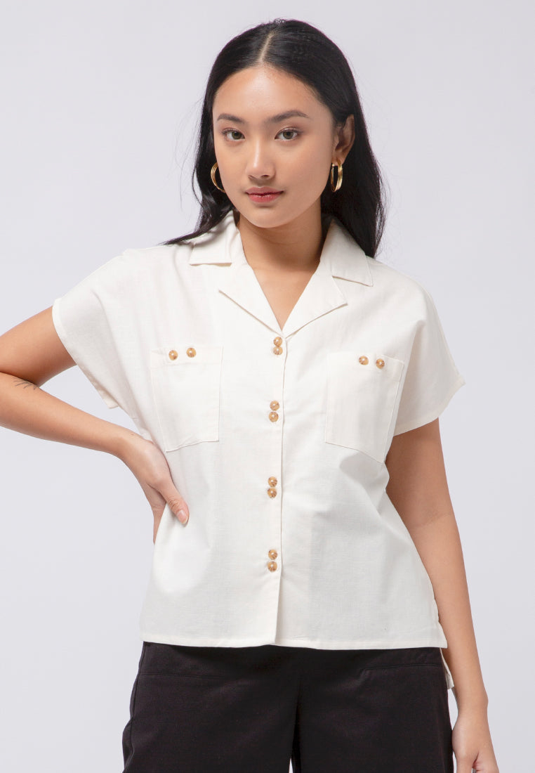 Boxy Blouse with Pocket Details