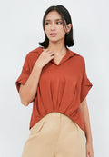 Short Sleeve Blouse with Pleat Details