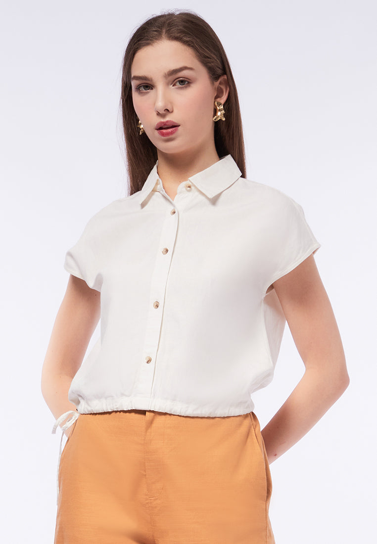 Crop Blouse with Drawstring Waist