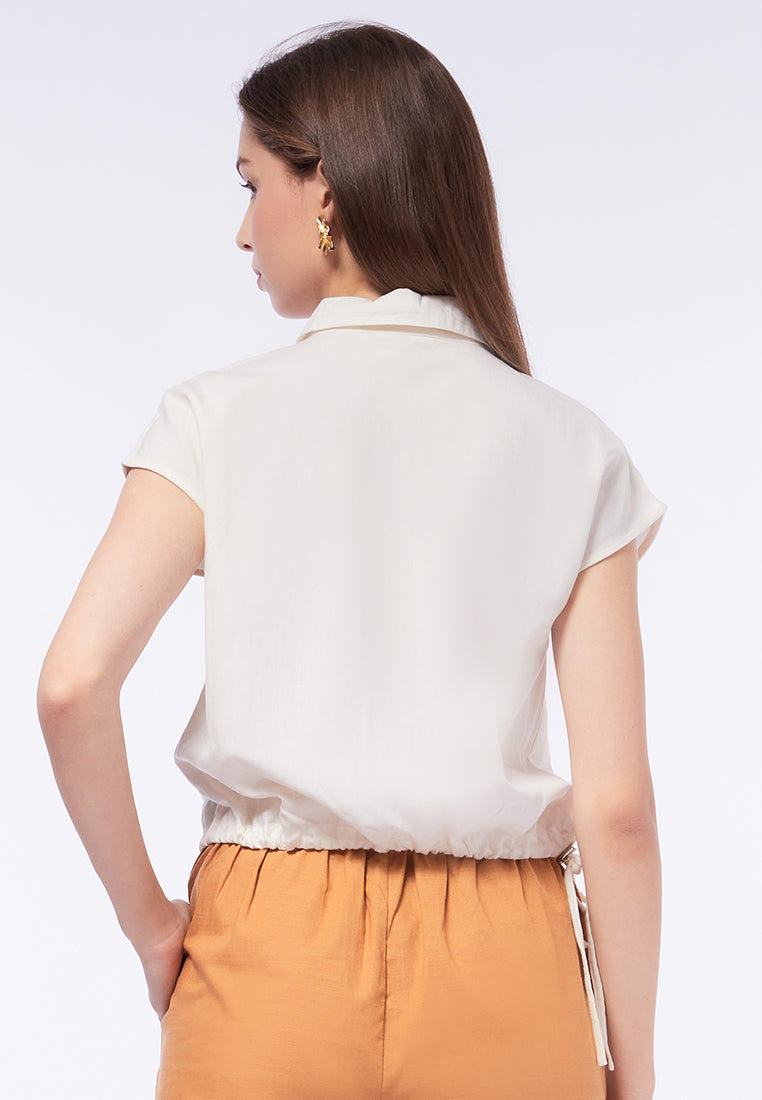 Crop Blouse with Drawstring Waist