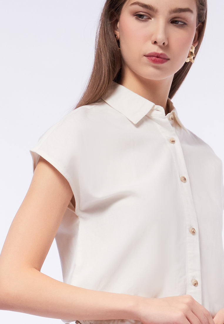 Crop Blouse with Drawstring Waist