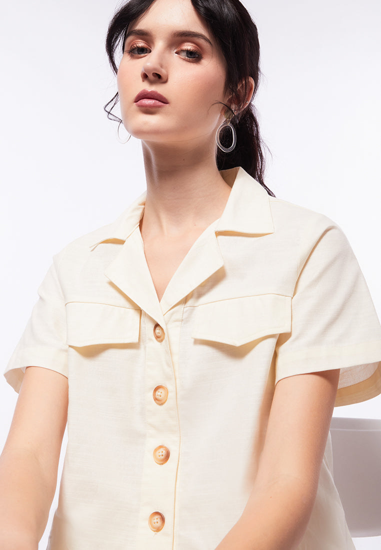 Pyjama Collar Boxy Blouse
