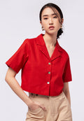 Tailored Collar Short Sleeve Blouse