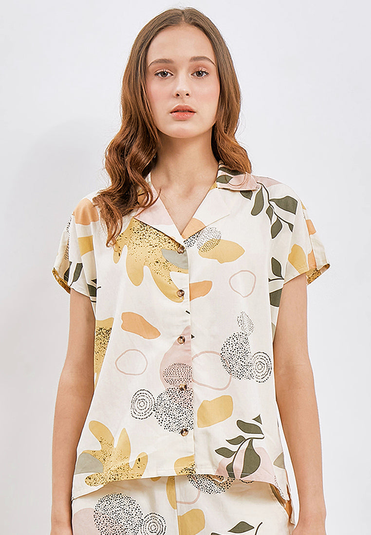 Printed Short Sleeve Lounge Top