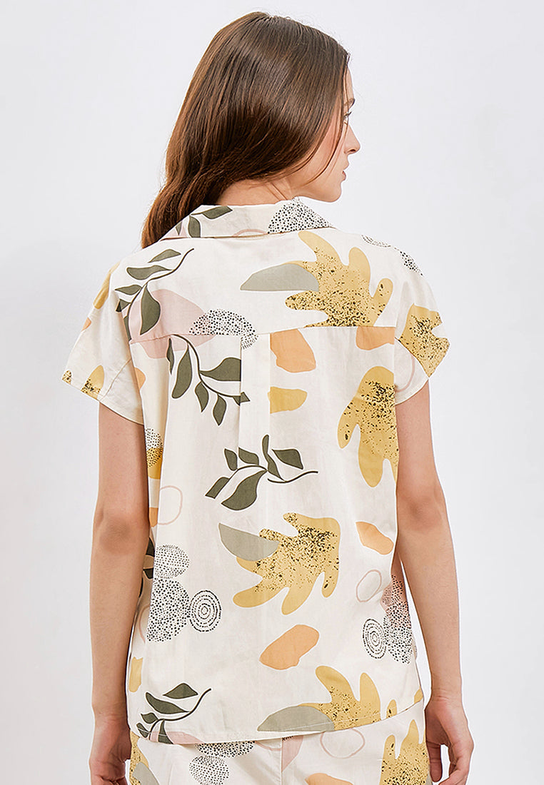 Printed Short Sleeve Lounge Top