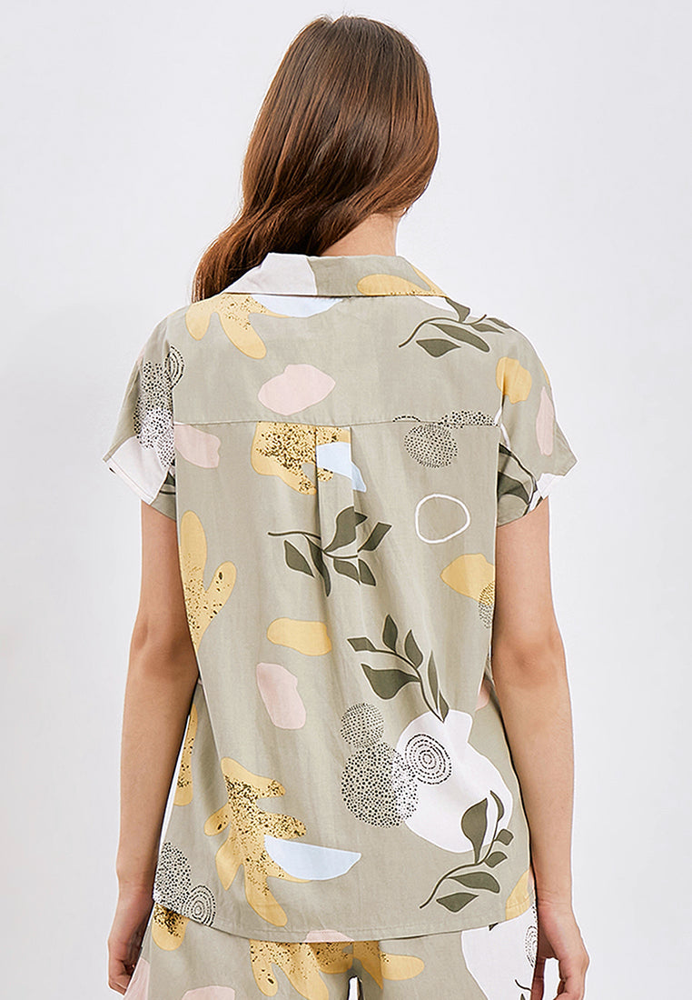 Printed Short Sleeve Lounge Top