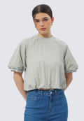 Short Sleeve Parachute Top with Rib