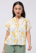 Printed Short Sleeve Lounge Blouse
