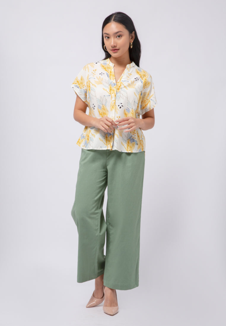 Printed Short Sleeve Lounge Blouse