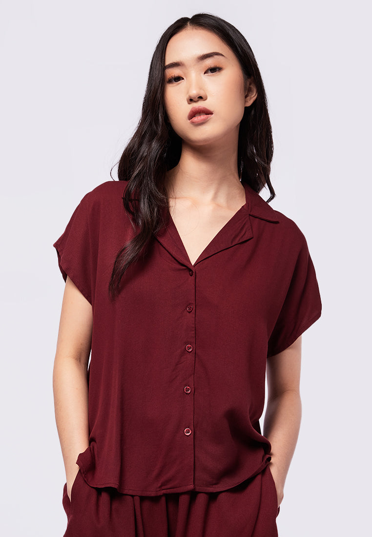 Pajama Collar Loose Lounge Top