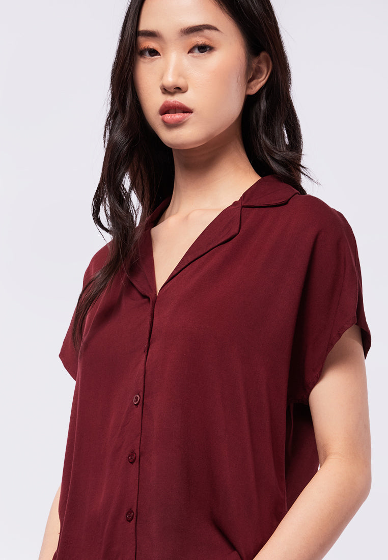 Pajama Collar Loose Lounge Top