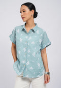 Printed Oversized Short Sleeve Blouse