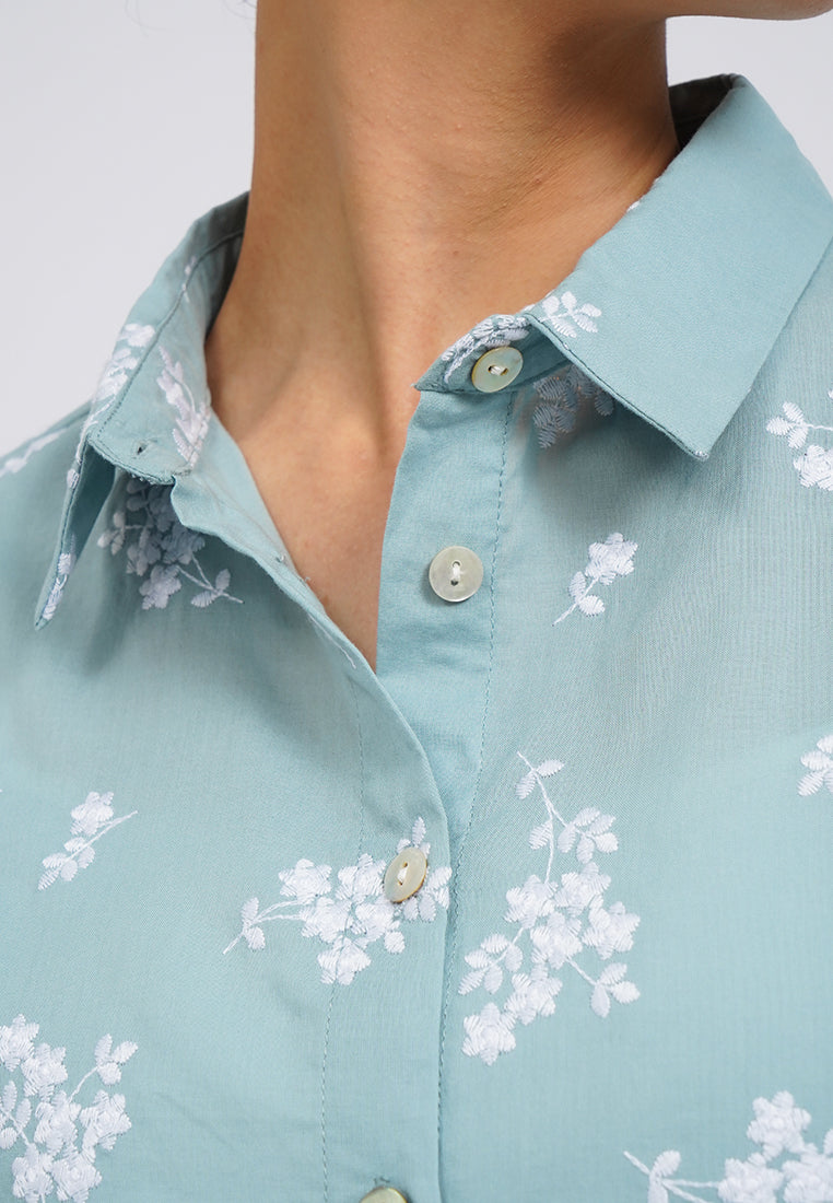 Printed Oversized Short Sleeve Blouse