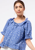 Short Sleeve Blouse with Ruffle Details