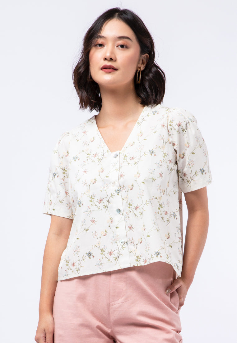 Printed V-neck Blouse