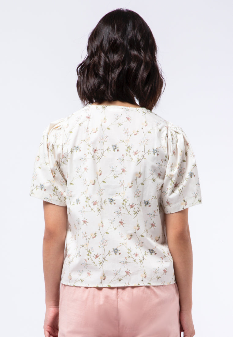 Printed V-neck Blouse