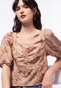 Printed Puff Sleeves Crop Top