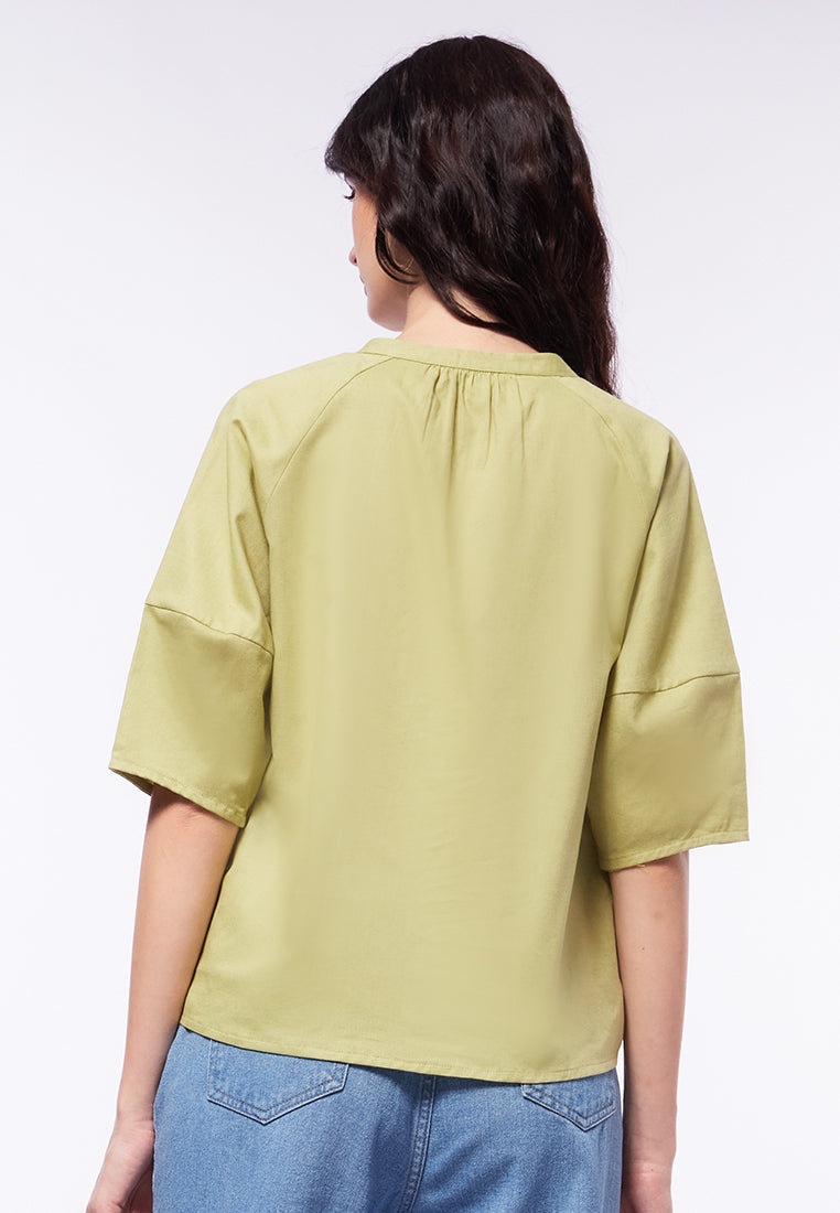 Gathered Short Sleeve Blouse