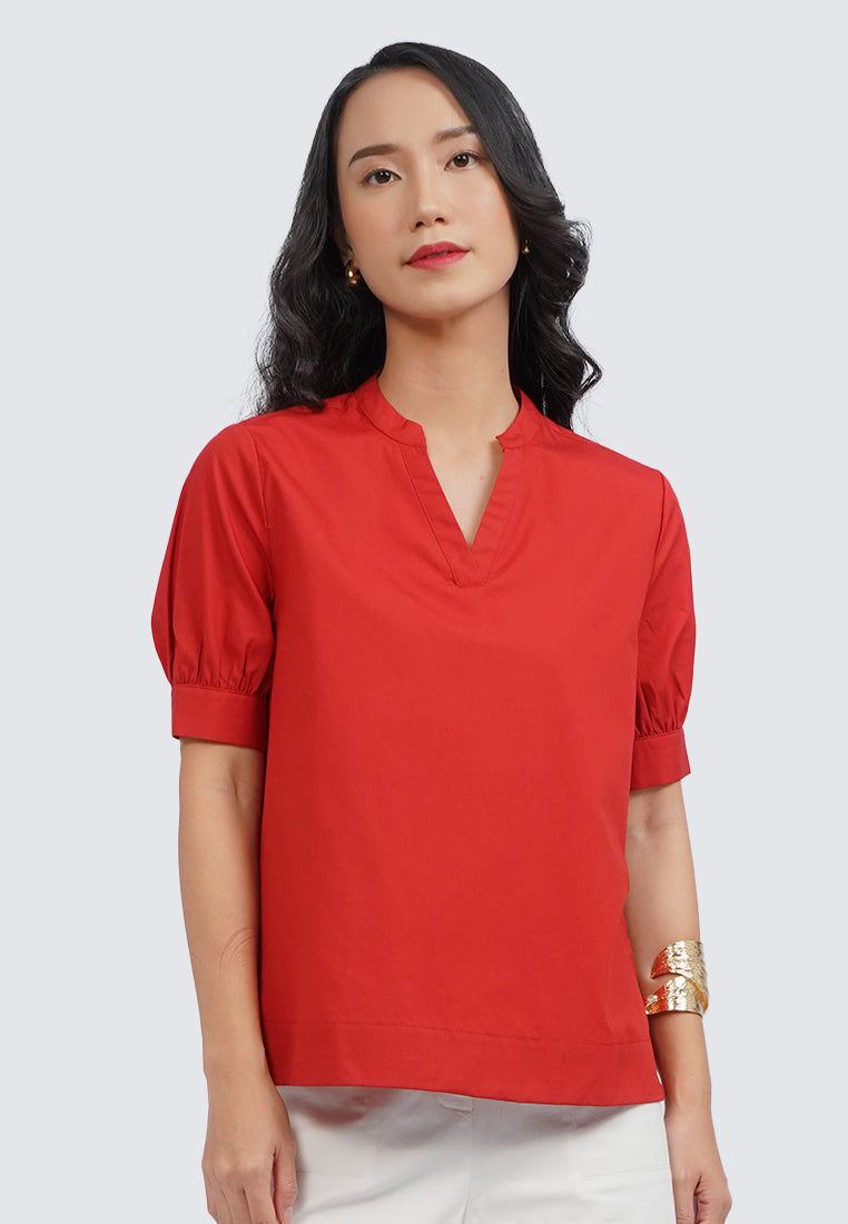 V-Neck Puff Sleeves Blouse