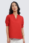 V-Neck Puff Sleeves Blouse