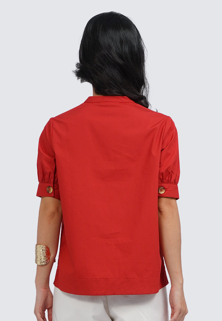 V-Neck Puff Sleeves Blouse