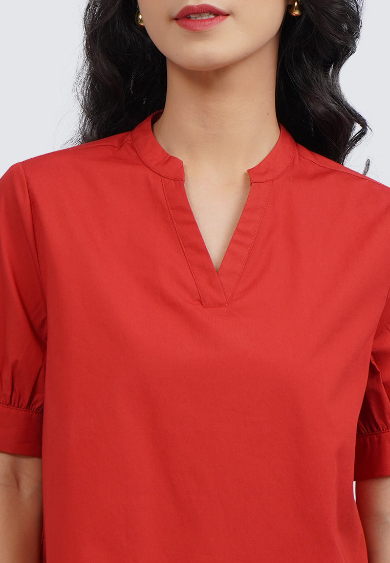 V-Neck Puff Sleeves Blouse