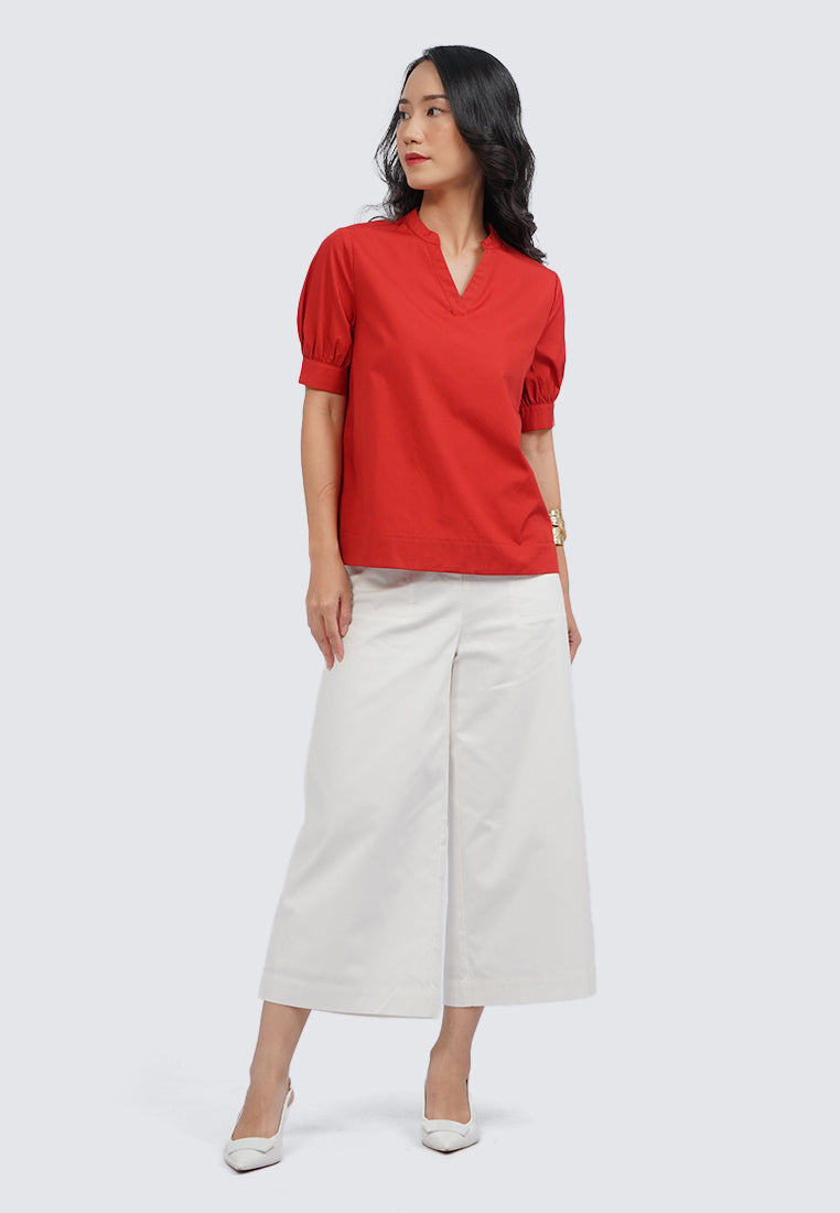 V-Neck Puff Sleeves Blouse