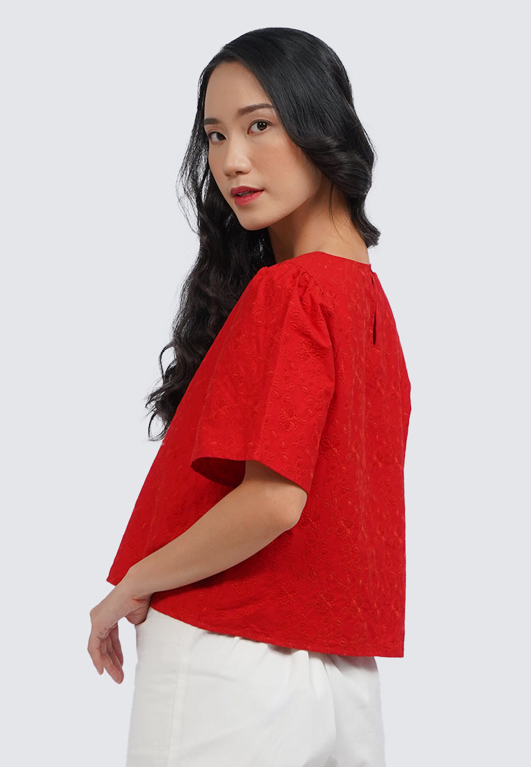 Round Neck Short Sleeve Blouse