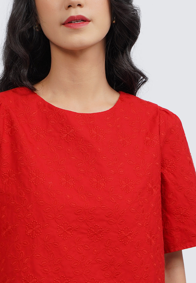 Round Neck Short Sleeve Blouse