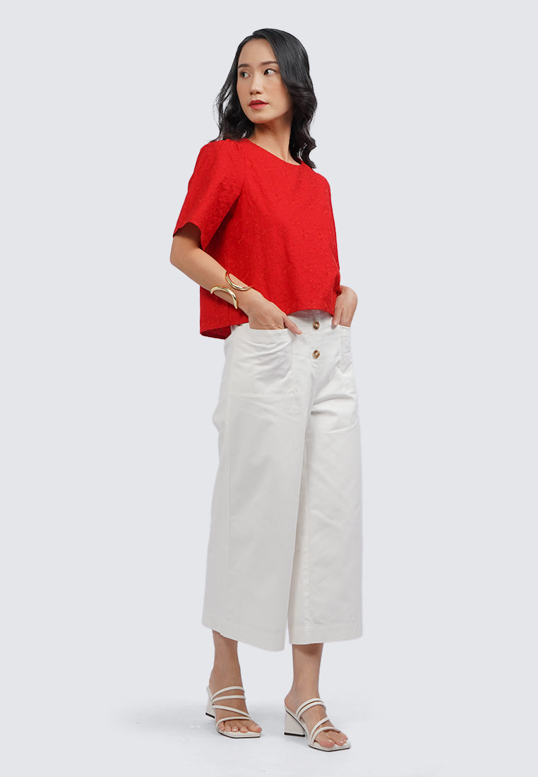 Round Neck Short Sleeve Blouse
