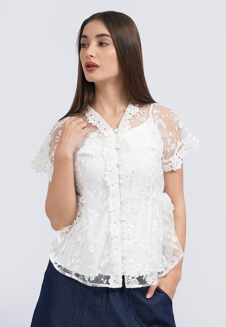Short Sleeve Lace Blouse