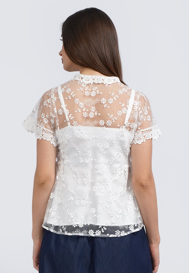 Short Sleeve Lace Blouse