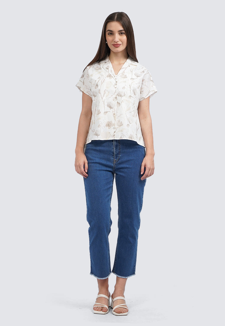 Printed Short Sleeve Blouse