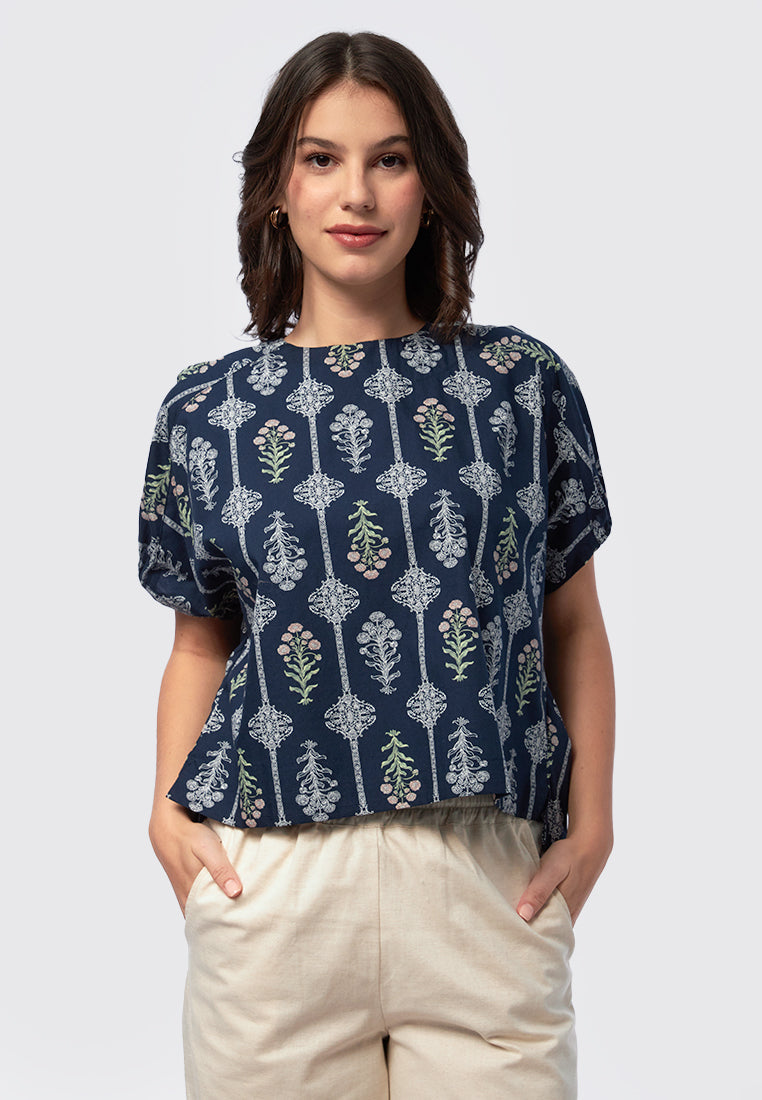 Printed Short Sleeve Blouse