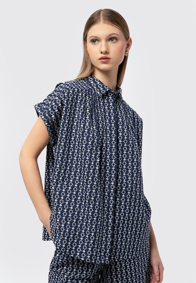 Short Sleeve Embroidered Blouse