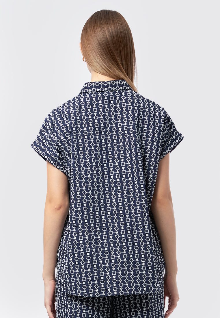 Short Sleeve Embroidered Blouse