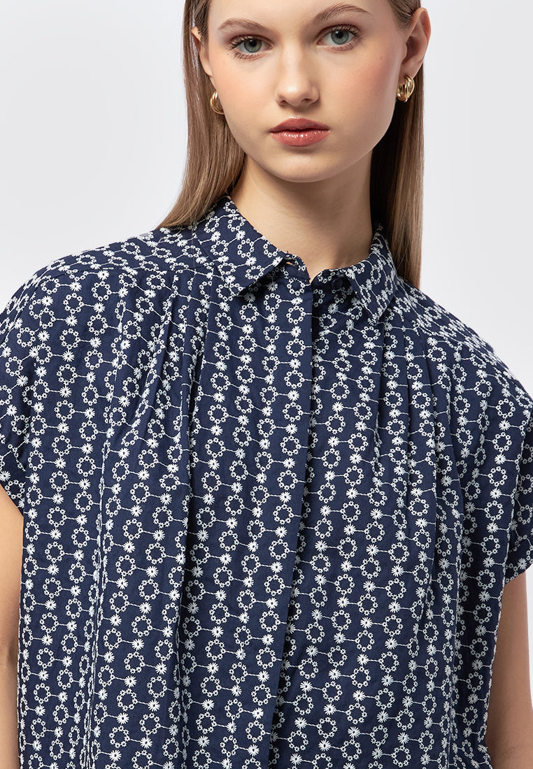 Short Sleeve Embroidered Blouse