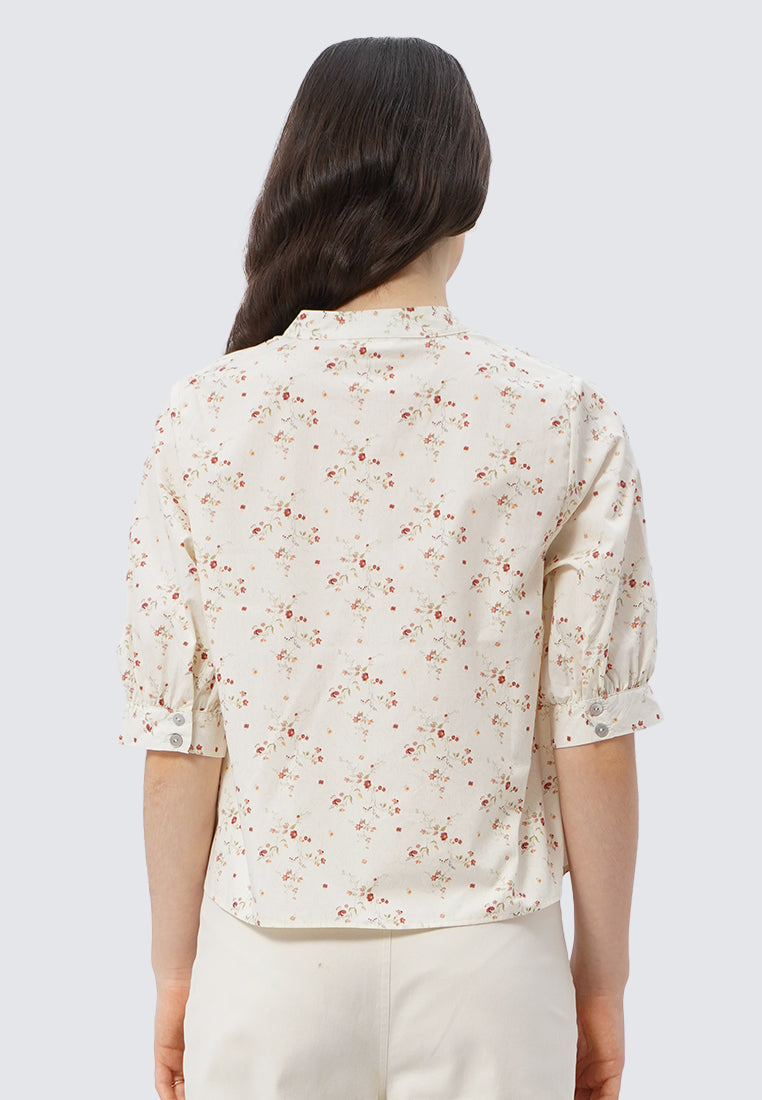 V-Neck Printed Short Sleeve Top