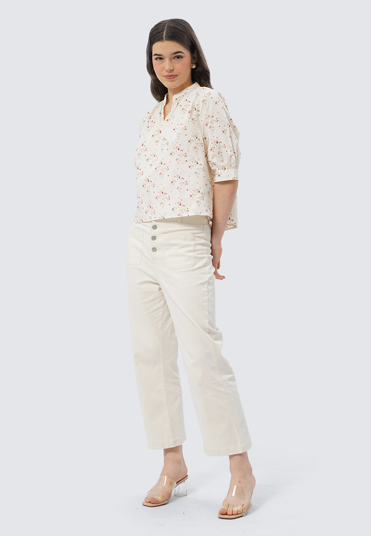 V-Neck Printed Short Sleeve Top