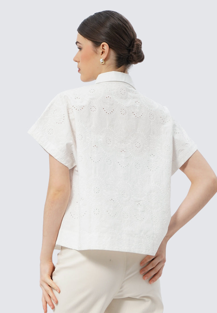 Short Sleeve Eyelet Blouse